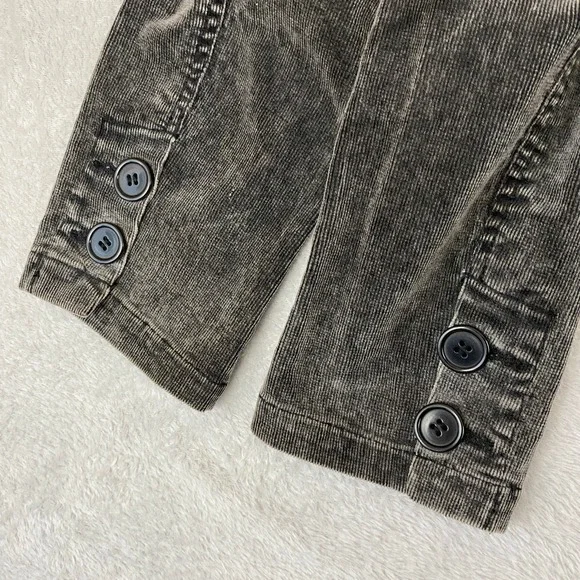 Y2K Corduroy Blazer Jacket Women Size L Charcoal Gray Vintage Wash Grunge - Picture 7 of 10